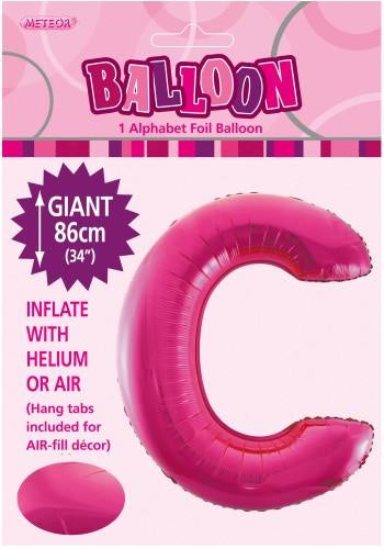 Giant Hot Pink Letter C 86cm (34”) Foil Balloon